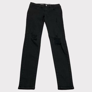 American Eagle Skinny Distressed Black Jeggings Size Zero 0
